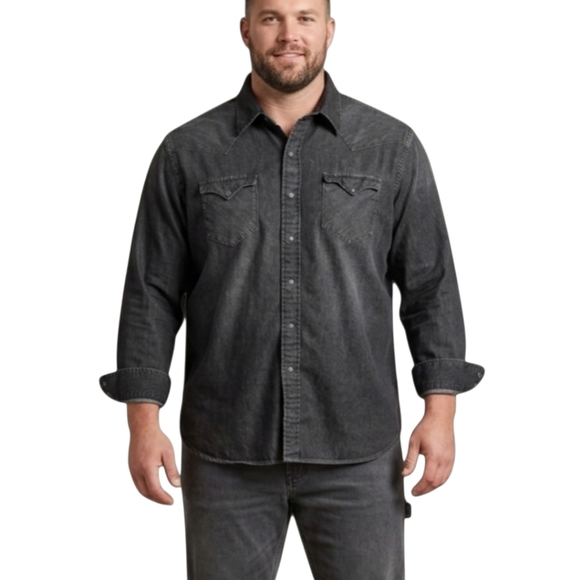 Polo Ralph Lauren Other - Polo Ralph Lauren Men's XXL Western Shirt Washed Black 100% Cotton Snap Front
